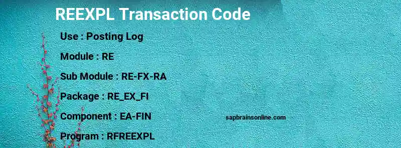 SAP REEXPL transaction code