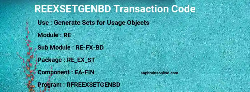 SAP REEXSETGENBD transaction code