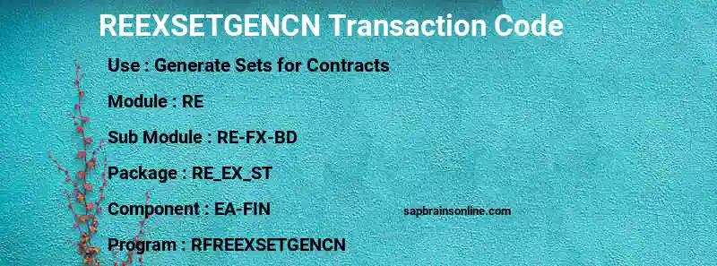 SAP REEXSETGENCN transaction code