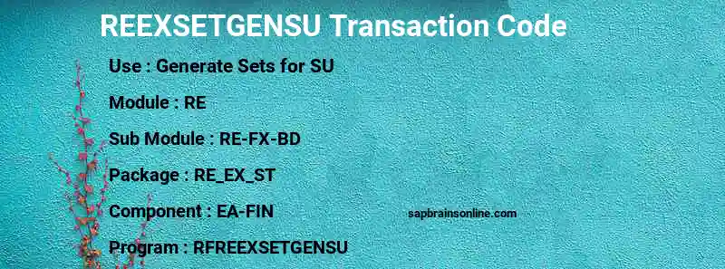 SAP REEXSETGENSU transaction code