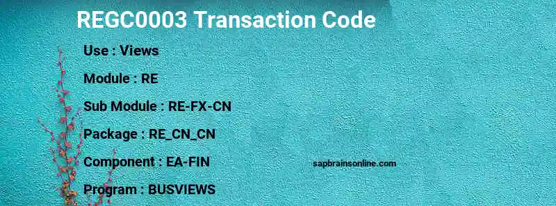 SAP REGC0003 transaction code