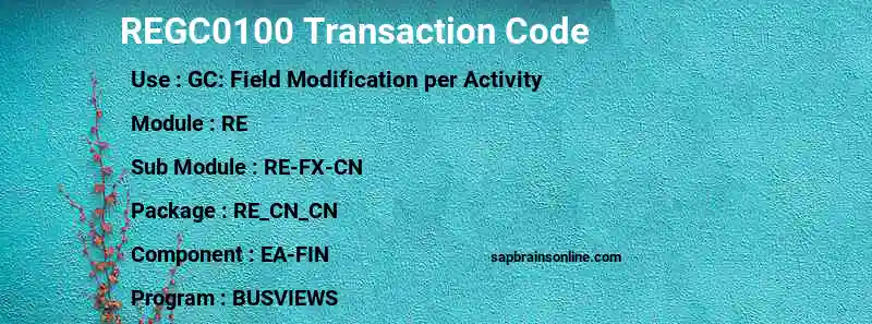 SAP REGC0100 transaction code