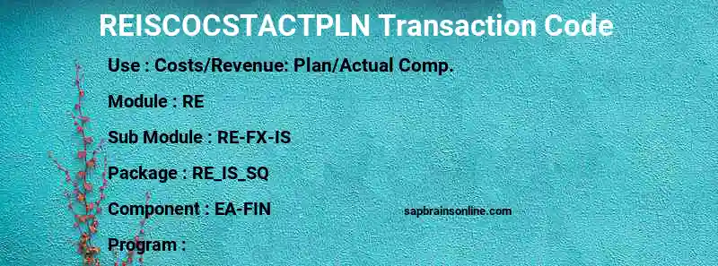 SAP REISCOCSTACTPLN transaction code