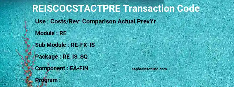 SAP REISCOCSTACTPRE transaction code