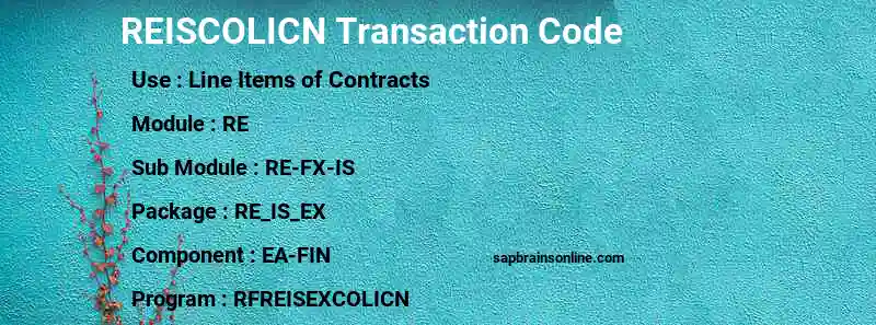 SAP REISCOLICN transaction code
