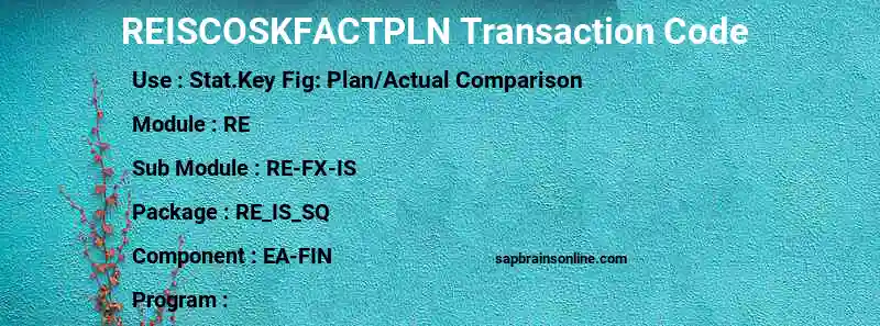 SAP REISCOSKFACTPLN transaction code