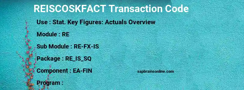 SAP REISCOSKFACT transaction code