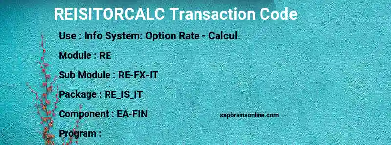 SAP REISITORCALC transaction code
