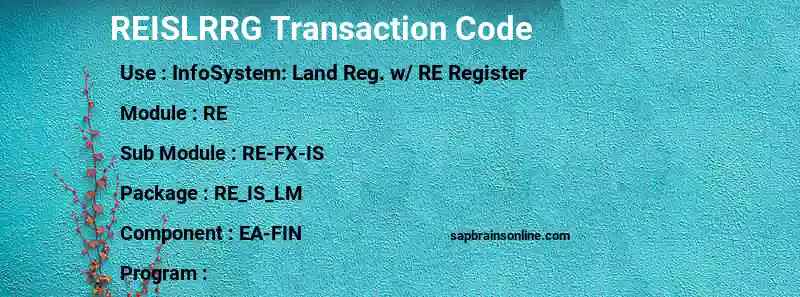 SAP REISLRRG transaction code