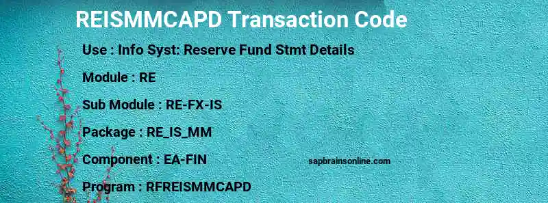 SAP REISMMCAPD transaction code