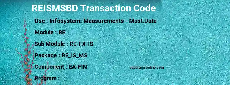 SAP REISMSBD transaction code