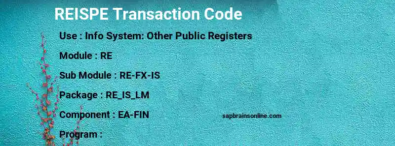 SAP REISPE transaction code