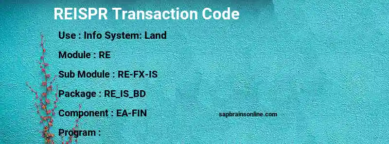 SAP REISPR transaction code