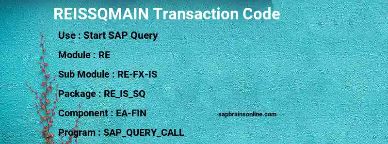 SAP REISSQMAIN transaction code