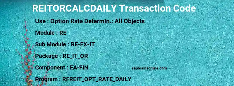 SAP REITORCALCDAILY transaction code