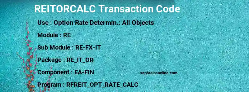 SAP REITORCALC transaction code