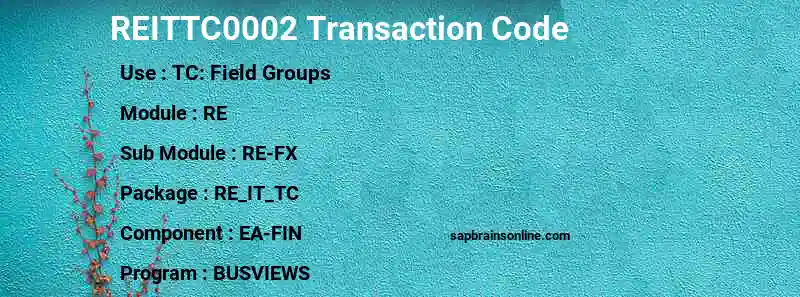 SAP REITTC0002 transaction code
