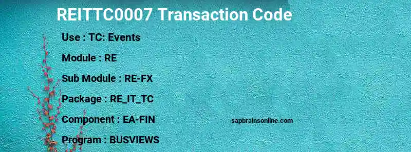 SAP REITTC0007 transaction code
