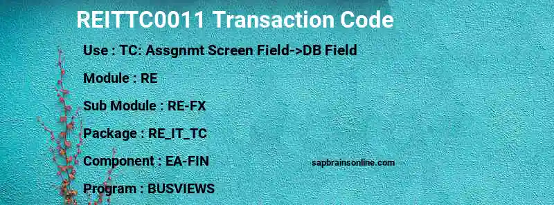 SAP REITTC0011 transaction code