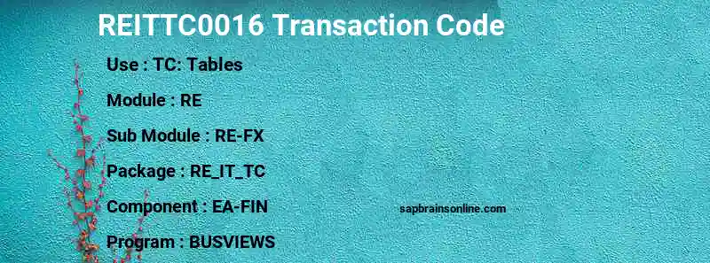 SAP REITTC0016 transaction code