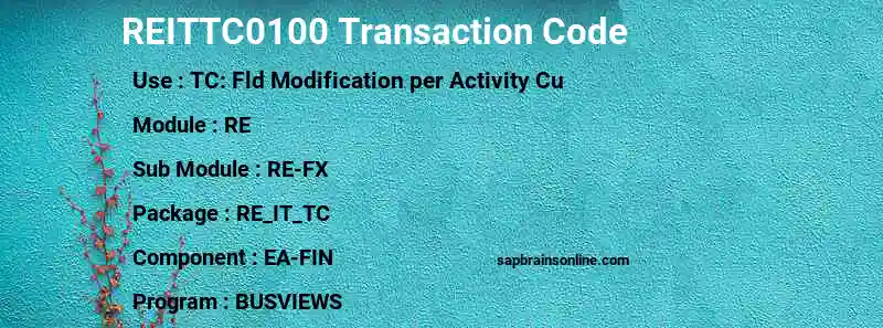 SAP REITTC0100 transaction code