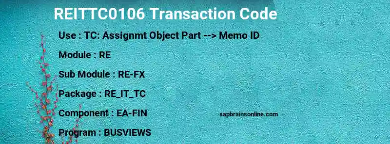 SAP REITTC0106 transaction code