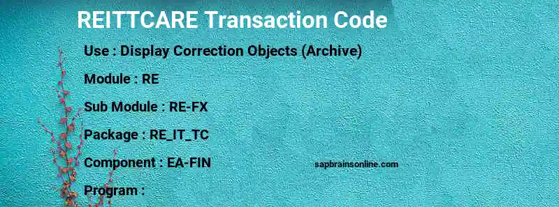 SAP REITTCARE transaction code