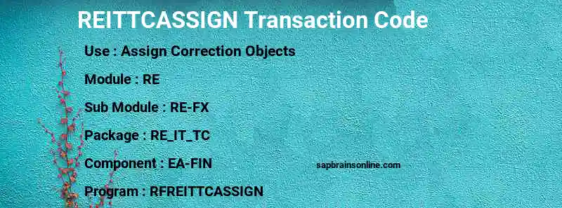 SAP REITTCASSIGN transaction code