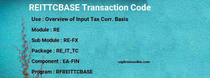 SAP REITTCBASE transaction code