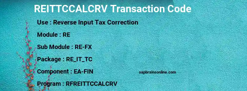 SAP REITTCCALCRV transaction code