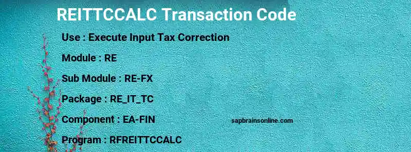SAP REITTCCALC transaction code