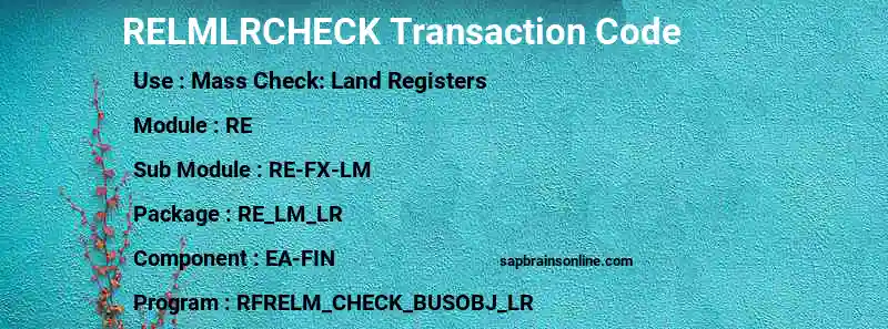 SAP RELMLRCHECK transaction code