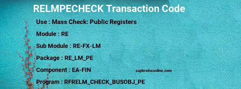 SAP RELMPECHECK transaction code
