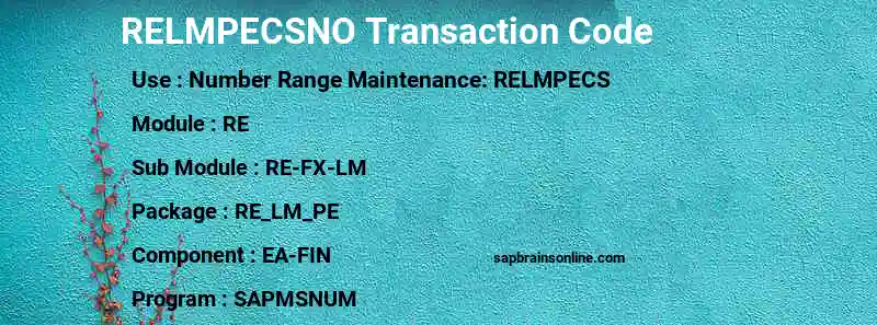 SAP RELMPECSNO transaction code