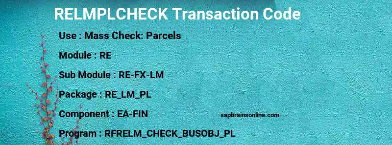 SAP RELMPLCHECK transaction code
