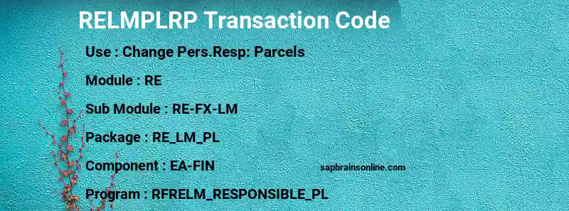 SAP RELMPLRP transaction code