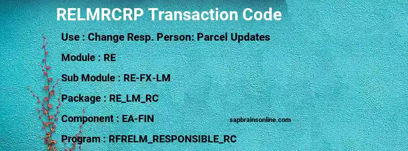 SAP RELMRCRP transaction code
