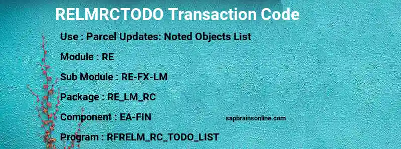 SAP RELMRCTODO transaction code