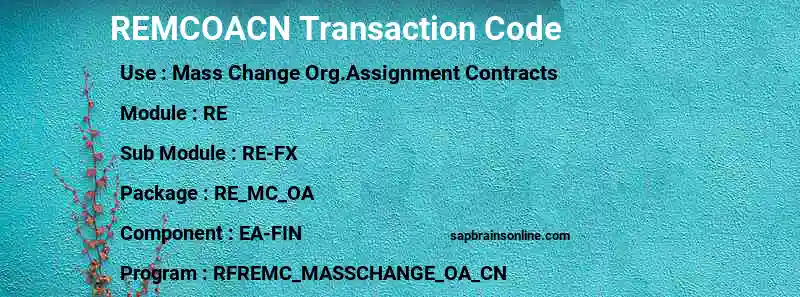 SAP REMCOACN transaction code