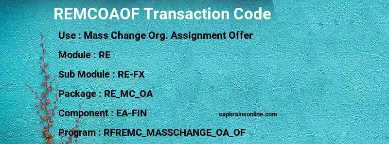 SAP REMCOAOF transaction code