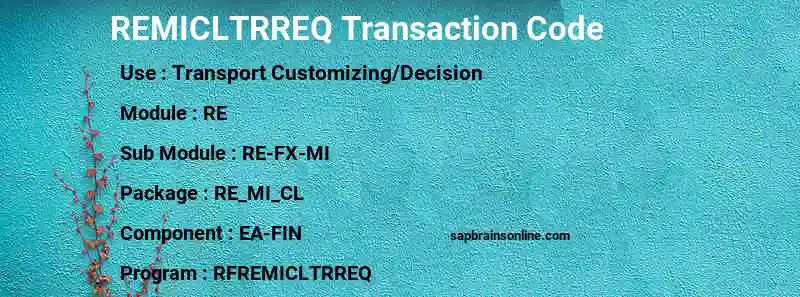 SAP REMICLTRREQ transaction code
