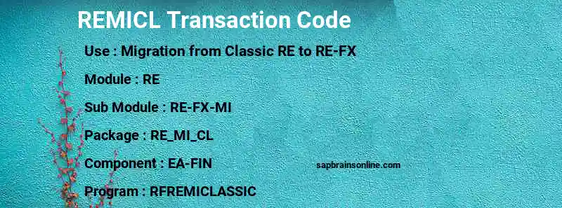 SAP REMICL transaction code