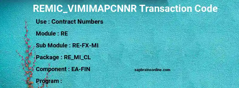 SAP REMIC_VIMIMAPCNNR transaction code