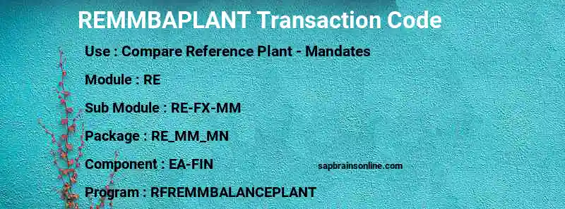 SAP REMMBAPLANT transaction code