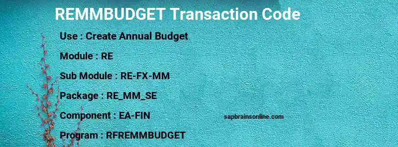 SAP REMMBUDGET transaction code