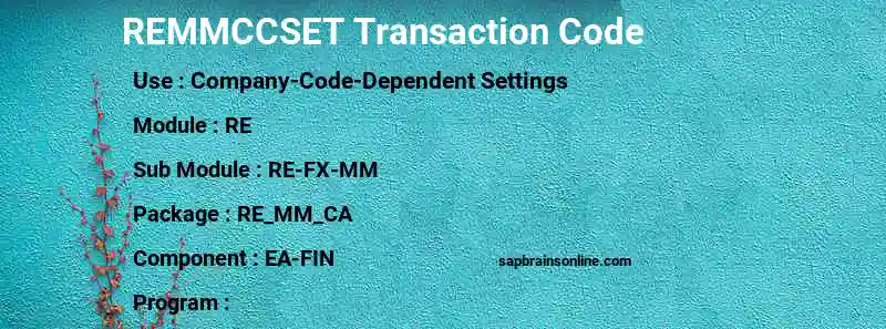 SAP REMMCCSET transaction code