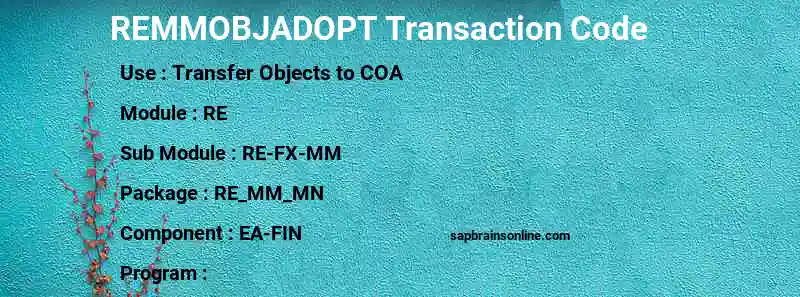 SAP REMMOBJADOPT transaction code