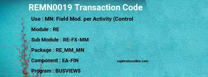 SAP REMN0019 transaction code