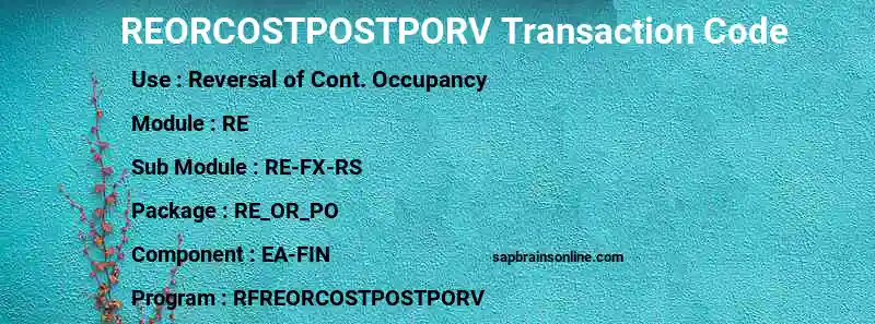SAP REORCOSTPOSTPORV transaction code
