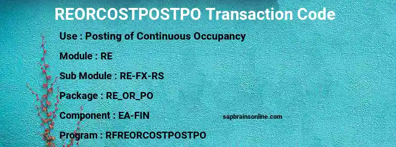 SAP REORCOSTPOSTPO transaction code